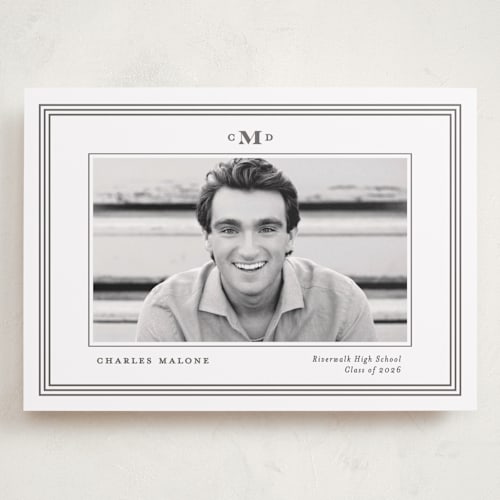 This is a steel graduation announcements with standard by Creo Study called timeless impressions printing on recycled smooth signature in grand