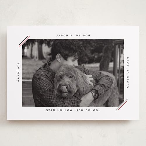 This is a coal graduation announcements with standard by Claudia Orengo called color stripes printing on recycled smooth signature in grand