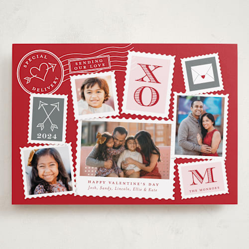 This is a paprika valentines day with standard by Sarah Brown called postmark printing on recycled smooth signature in grand