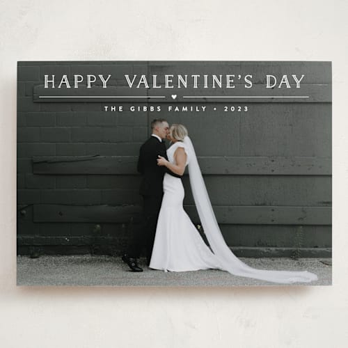 This is a snowfall valentines day with standard by Carolyn MacLaren called height of happiness printing on recycled smooth signature in grand