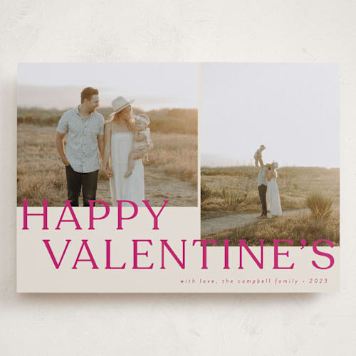 This is a fuchsia valentines day with standard by Brianne Larsen called levels printing on recycled smooth signature in grand