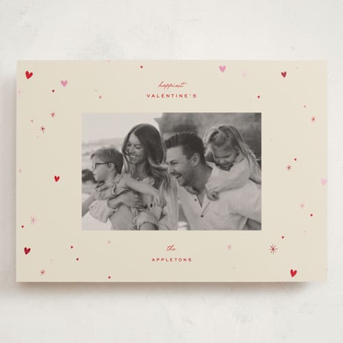 This is a cream valentines day with standard by Ellen Schlegelmilch called twinkling hearts printing on recycled smooth signature in grand