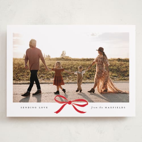 This is a crimson valentines day with standard by Olivia Kanaley Inman called crimson bow printing on recycled smooth signature in grand