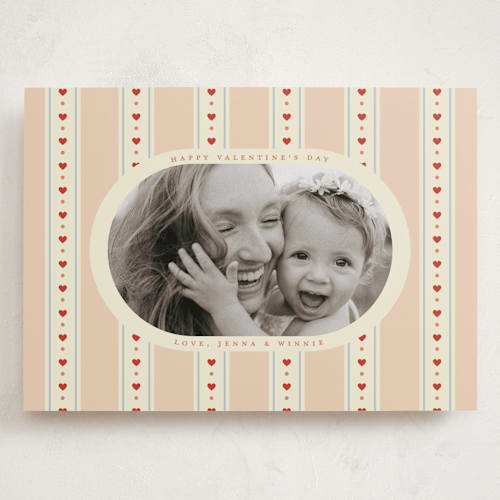 This is a peach valentines day with standard by Ellen Schlegelmilch called penelope printing on recycled smooth signature in grand