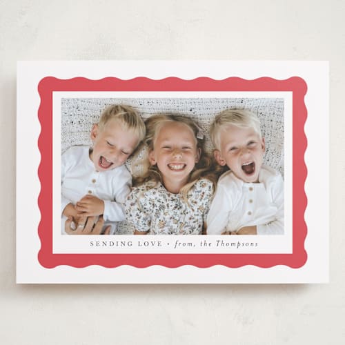 This is a crimson valentines day with standard by Sara Hicks Malone called scallop edge printing on recycled smooth signature in grand