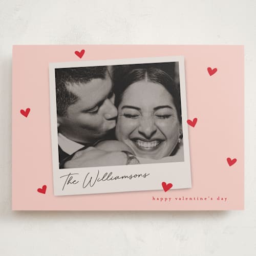 This is a blush valentines day with standard by Karidy Walker called confetti hearts snapshot printing on recycled smooth signature in grand