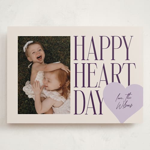 This is a plum valentines day with standard by Ekko Studio called mod heart printing on recycled smooth signature in grand