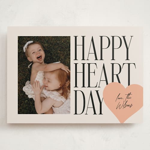 This is a peach valentines day with standard by Ekko Studio called mod heart printing on recycled smooth signature in grand