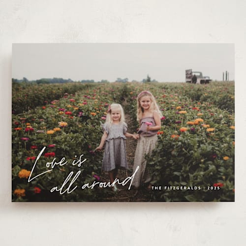 This is a cloud valentines day with standard by Jackie Crawford called love is all around script printing on recycled smooth signature in grand