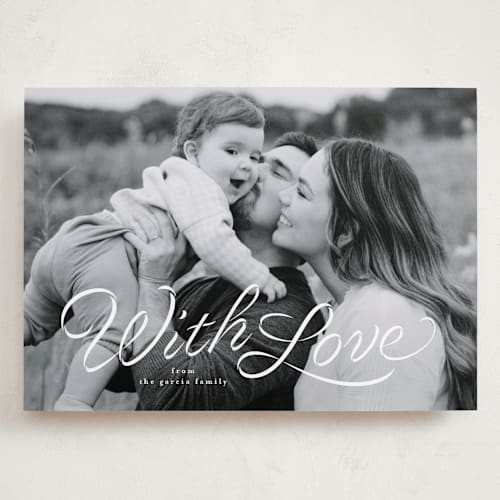 This is a snow valentines day with standard by Lea Delaveris called ribbon script printing on recycled smooth signature in grand