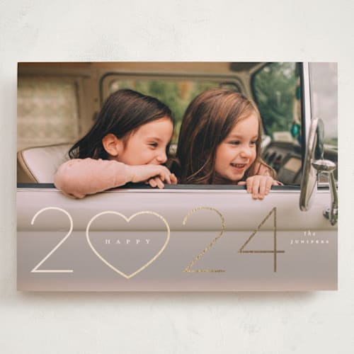This is a cream large valentines day cards with foil pressed by Lori Wemple called 2<32<3 printing on recycled smooth signature in grand