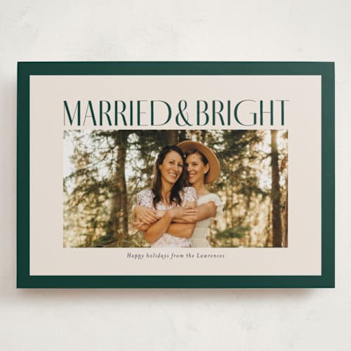 This is a spruce holiday photo cards with standard by Ekko Studio called married & bright printing on recycled smooth signature in grand