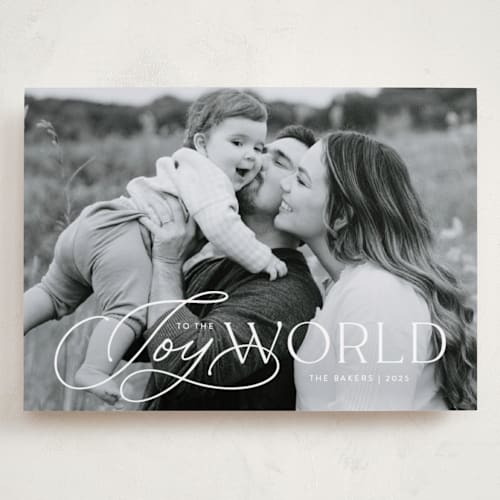 This is a snow holiday photo cards with standard by Michelle Taylor called joy mix printing on recycled smooth signature in grand