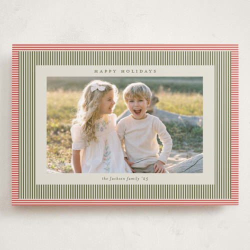 This is a festive holiday photo cards with standard by Carolyn Nicks called chickadee printing on recycled smooth signature in grand