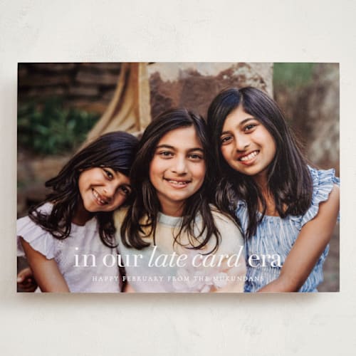 This is a cloud holiday photo cards with standard by Sara Hicks Malone called late card era printing on recycled smooth signature in grand