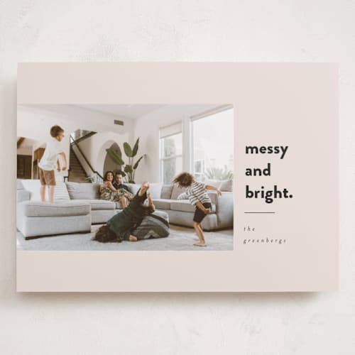 This is a blush holiday photo cards with standard by Iveta Angelova called messy & bright printing on recycled smooth signature in grand