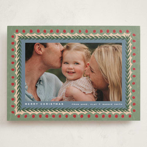 This is a olive holiday photo cards with standard by Amy Kross called primary printing on recycled smooth signature in grand