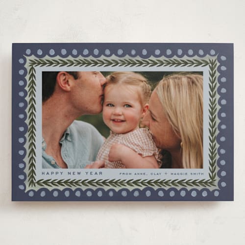 This is a juniper holiday photo cards with standard by Amy Kross called primary printing on recycled smooth signature in grand