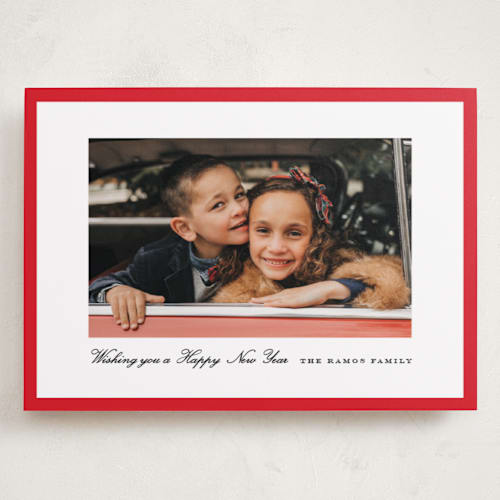 This is a poinsettia holiday photo cards with standard by Amy Kross called kennedy printing on recycled smooth signature in grand