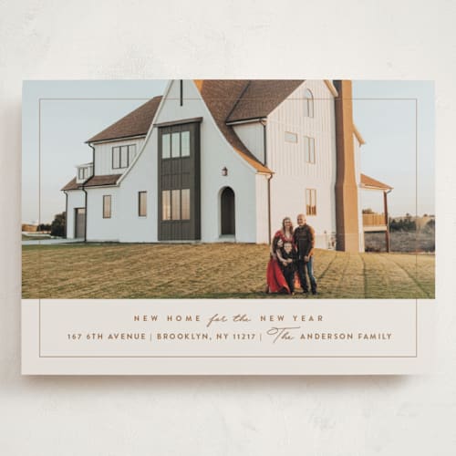 This is a ginger bread holiday photo cards with standard by Julie Murray called home sweet home printing on recycled smooth signature in grand