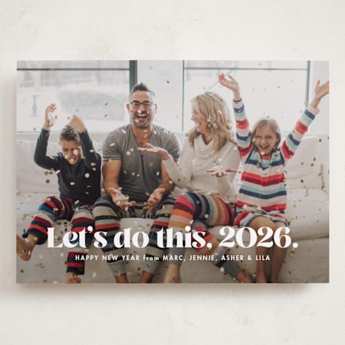 This is a snow holiday photo cards with standard by Lea Delaveris called let's do this printing on recycled smooth signature in grand