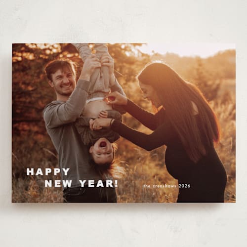 This is a snow holiday photo cards with standard by Stacey Meacham called joyful noise printing on recycled smooth signature in grand