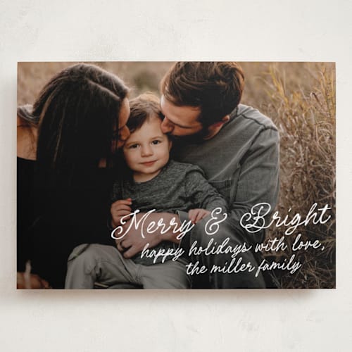 This is a snow holiday photo cards with standard by AK Graphics called notes printing on recycled smooth signature in grand