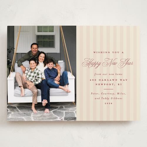 This is a stocking holiday photo cards with standard by Olivia Raufman called charming stripe printing on recycled smooth signature in grand