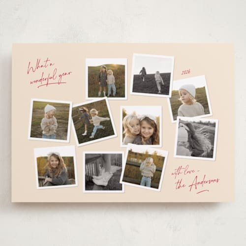 This is a berry holiday photo cards with standard by Lisa McLean called vintage collage printing on recycled smooth signature in grand