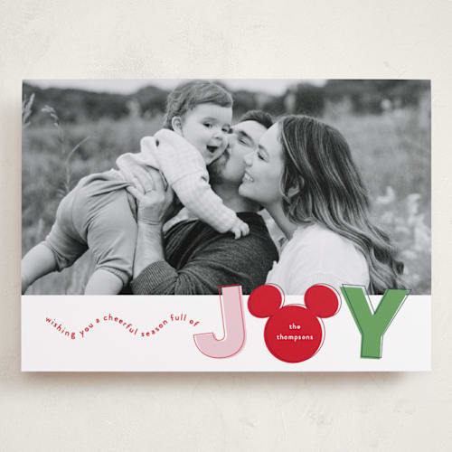 This is a gumdrop holiday photo cards with standard by Ashlee Townsend called joyful mickey printing on recycled smooth signature in grand