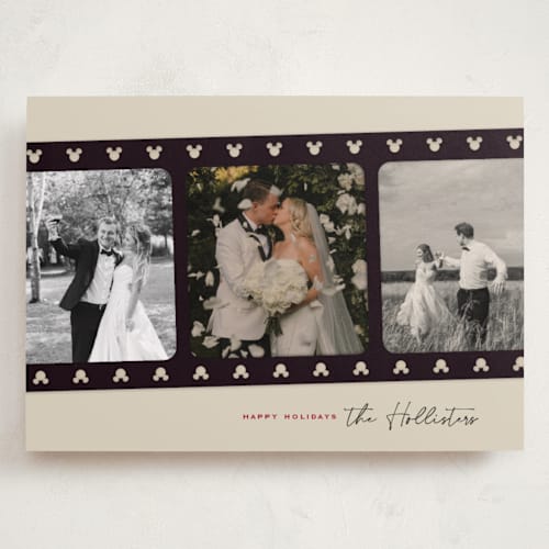 This is a retro holiday photo cards with standard by Kamala Nahas called mickey filmstrip printing on recycled smooth signature in grand