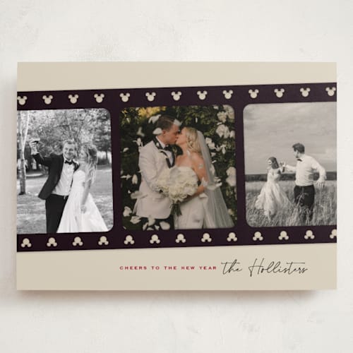 This is a retro holiday photo cards with standard by Kamala Nahas called mickey filmstrip printing on recycled smooth signature in grand