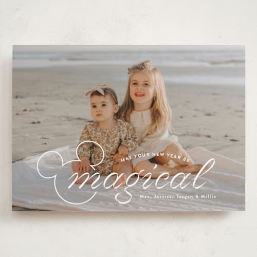 This is a snow holiday photo cards with standard by Emily Betts called magical printing on recycled smooth signature in grand