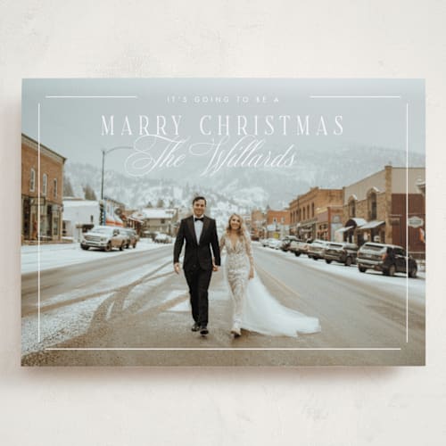 This is a snowmelt holiday photo cards with standard by Keen Peachy called marry christmas printing on recycled smooth signature in grand