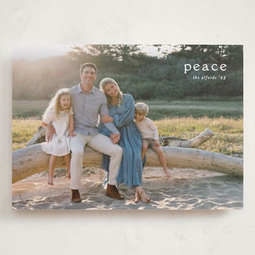 This is a snow holiday photo cards with standard by Amy Kross called emblem printing on recycled smooth signature in grand