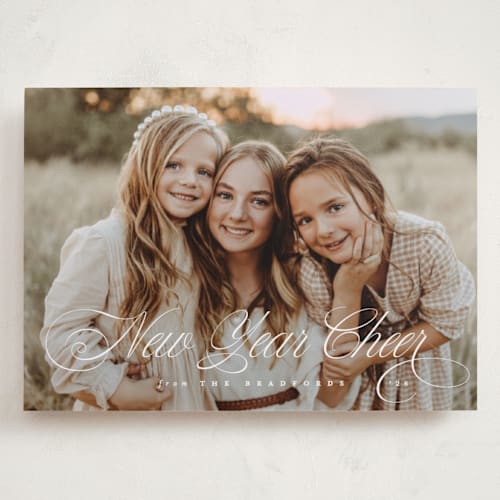 This is a frost holiday photo cards with standard by Laura Hankins called blessing script printing on recycled smooth signature in grand