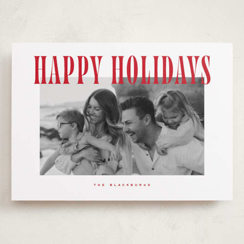 This is a candy cane holiday photo cards with standard by Wildfield Paper Co called happy holidays! printing on recycled smooth signature in grand