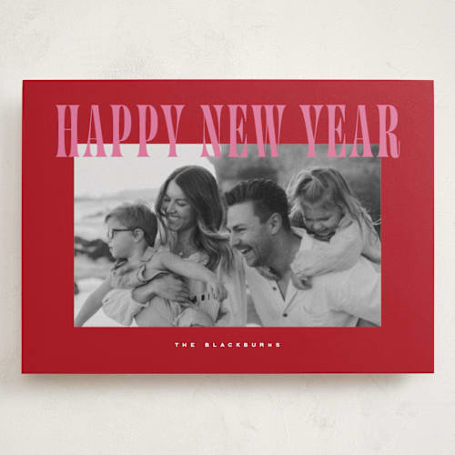 This is a ribbon candy holiday photo cards with standard by Wildfield Paper Co called happy holidays! printing on recycled smooth signature in grand
