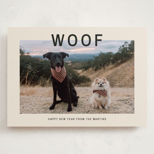 This is a cream holiday photo cards with standard by Ani Somi called big bold type printing on recycled smooth signature in grand