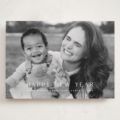 This is a snow holiday photo cards with standard by Kristie Kern called brightest blessings printing on recycled smooth signature in grand