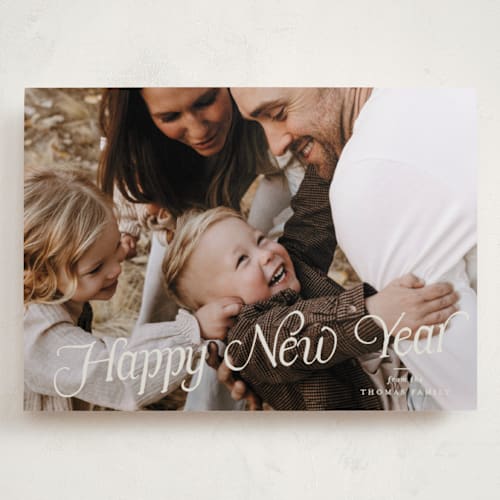 This is a cream holiday photo cards with standard by Blustery August called spruce printing on recycled smooth signature in grand