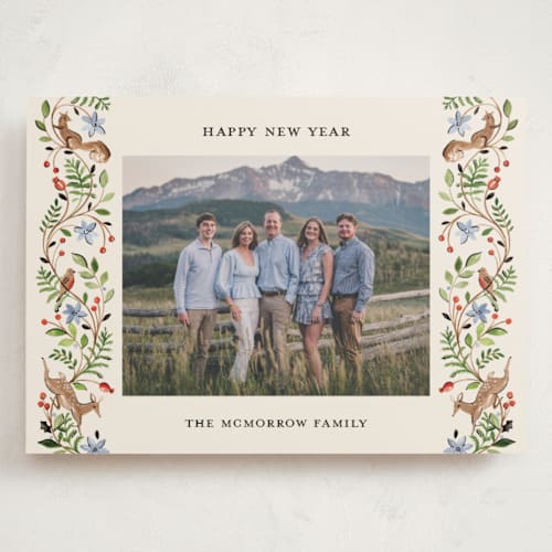 This is a cornflower holiday photo cards with standard by Sarah Knight called highlands printing on recycled smooth signature in grand
