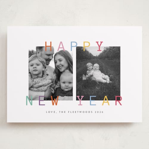 This is a sunset holiday photo cards with standard by Ana Sharpe called bright wishes printing on recycled smooth signature in grand