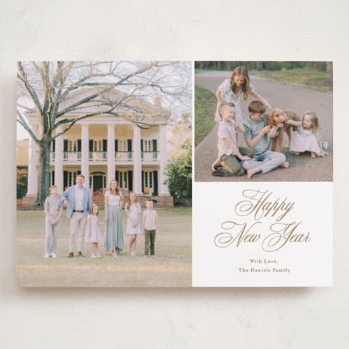 This is a candlelight holiday photo cards with standard by Carolyn MacLaren called script duo printing on recycled smooth signature in grand