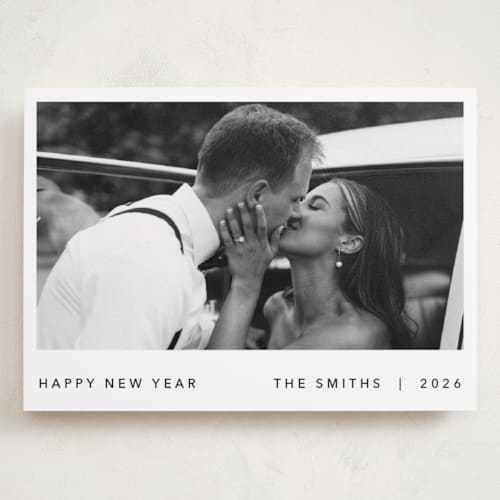 This is a tuxedo holiday photo cards with standard by Brook Metts called simple & sweet new year printing on recycled smooth signature in grand