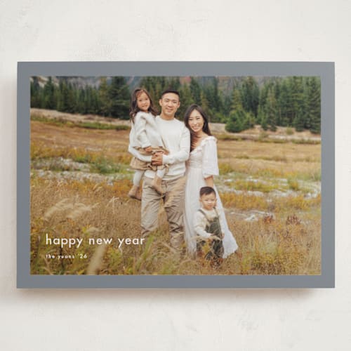 This is a slate holiday photo cards with standard by Stacey Meacham called minimalist border printing on recycled smooth signature in grand