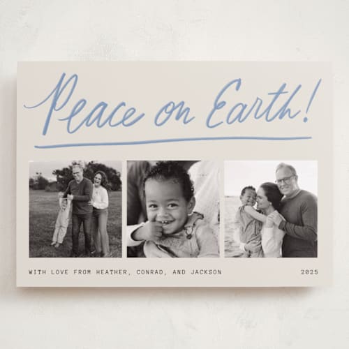 This is a snowfall holiday photo cards with standard by Kercia Jane called a cozy note printing on recycled smooth signature in grand