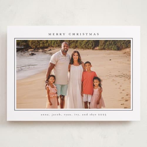 This is a snow holiday photo cards with standard by Nicole Walsh called minimalist frame printing on recycled smooth signature in grand