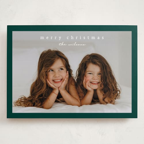 This is a douglas fir holiday photo cards with standard by Stacey Meacham called simplest border printing on recycled smooth signature in grand