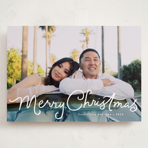 This is a snow holiday photo cards with standard by Everett Paper Goods called treacle printing on recycled smooth signature in grand